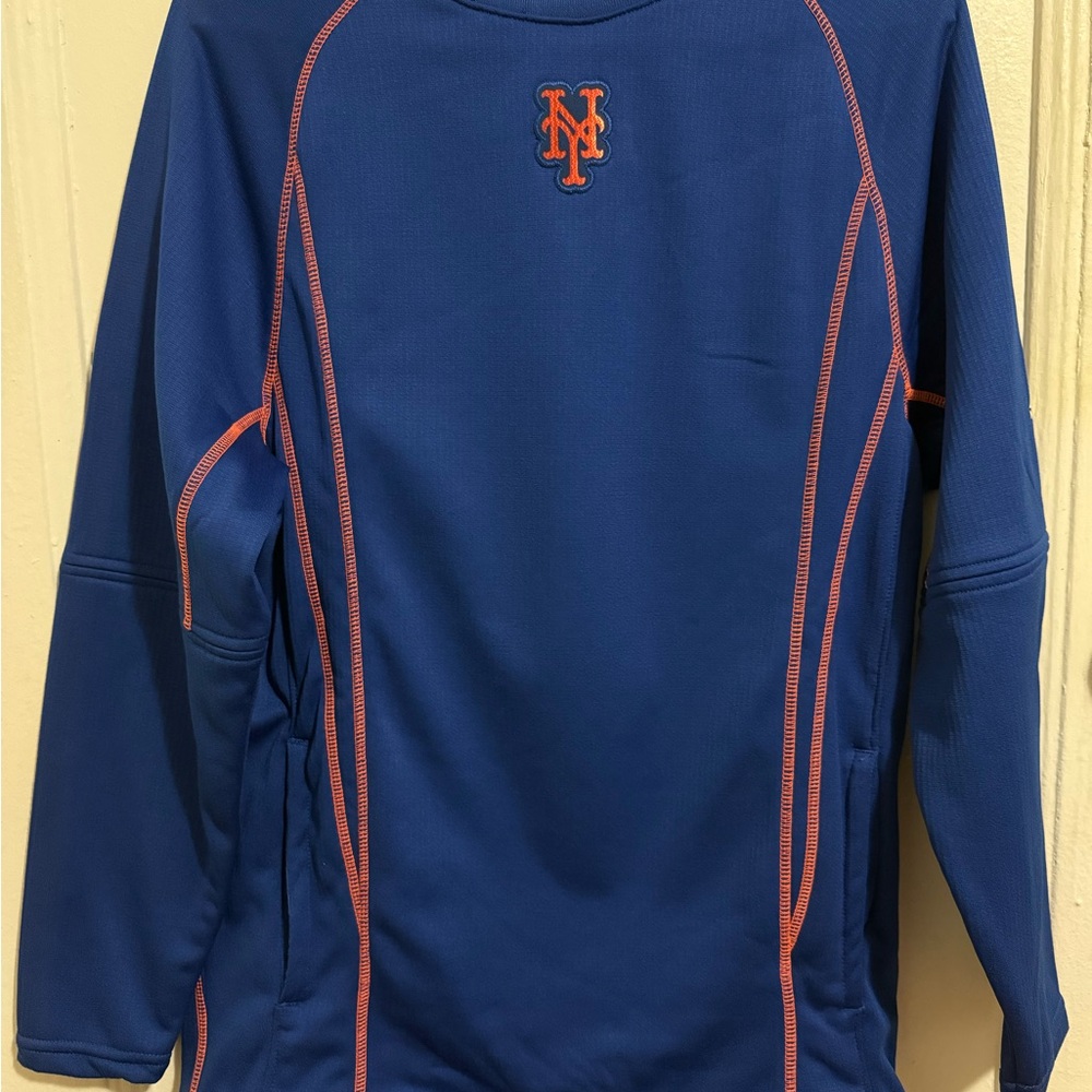Majestic New York Mets Authentic Collection Blue and Orange Long Sleeve Shirt